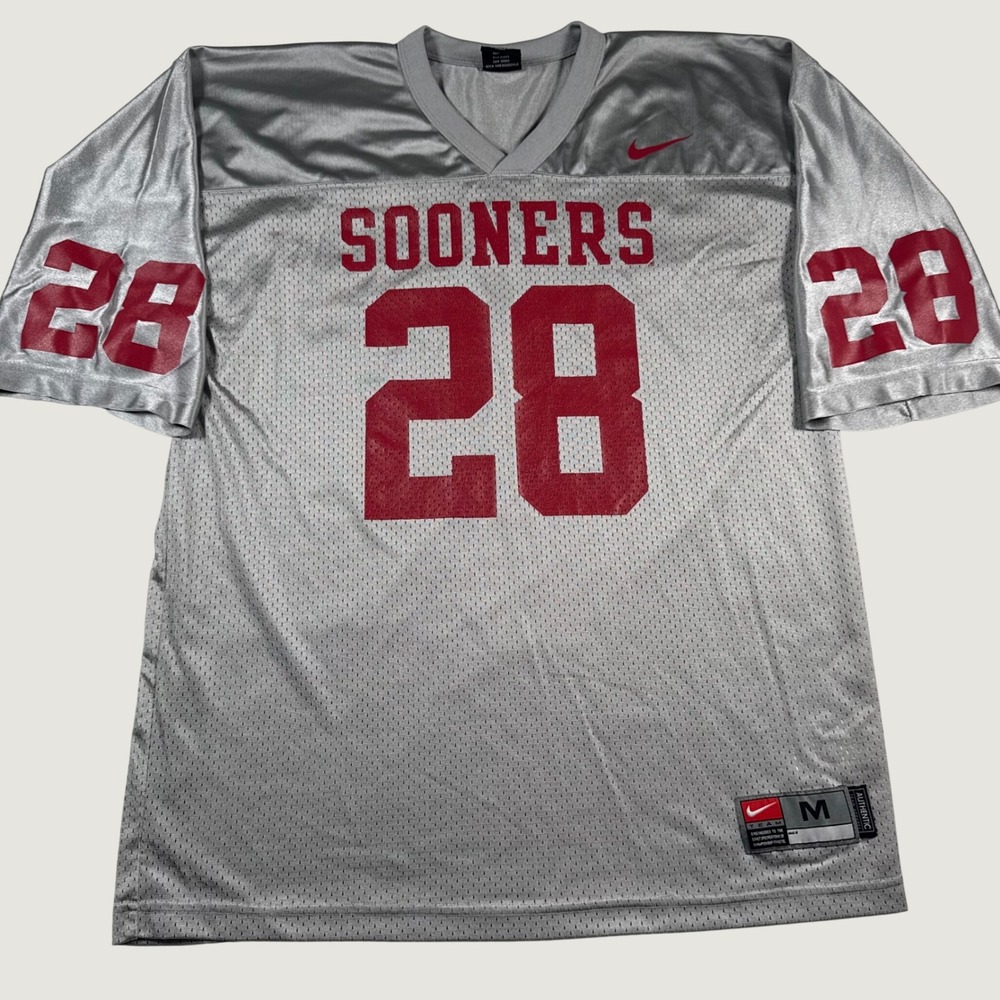 Vintage Nike Oklahoma Sooners #28 Football Jersey Grey Mens Medium Authentic
